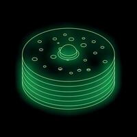 Green neon style database icon representing data storage concept vector