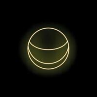 Yellow neon light forming the shape of a sunset with a black background vector