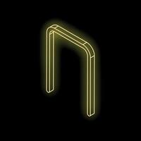 Yellow neon bicycle rack icon glowing on black background vector