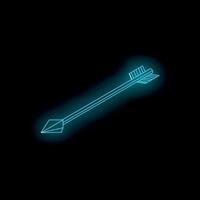 Neon blue arrow pointing up right on black background vector