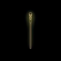 Golden neon style microphone glowing on black background vector
