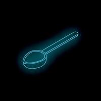 Blue neon spoon glowing on black background vector