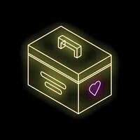Neon toolbox icon glowing with love for diy projects vector