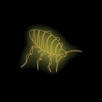 Neon yellow cockroach insect glowing on black background vector