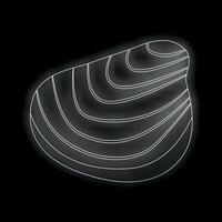 White line drawing depicting a shell on black background vector