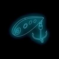 Neon fishing lure glowing in the dark icon vector