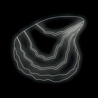 White line drawing of an oyster shell on black background vector