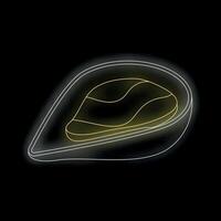 Neon sign of opened mussel with glowing stuffing on black background vector