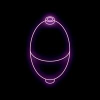Neon icon of fishing float glowing in dark background vector