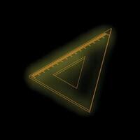 Glowing neon ruler forming triangle shape on black background vector