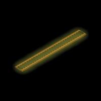 Glowing neon ruler icon measuring length on black background vector
