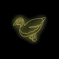 Neon style icon of duck walking forward facing left vector