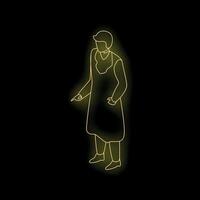 Neon style man pointing with finger while giving instructions vector