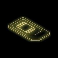 Neon sim card glowing on dark background vector