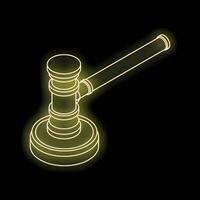 Gavel casting golden glow on black background representing justice vector