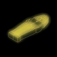 Golden wireframe drawing depicting an ancient egyptian sarcophagus vector