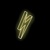 Neon yellow lightning bolt striking from top left on black background vector