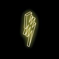 Neon yellow lightning bolt striking from top left on black background vector