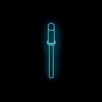 Blue neon cosmetic mascara wand applicator glowing on black background vector