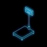 Neon icon of a digital weight scale showing increasing numbers vector