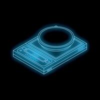 Neon icon of cd player playing music isometrically vector