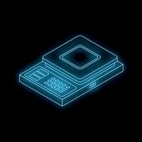 Electronic weighing scale glowing with blue neon light vector