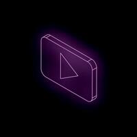 Neon pink play button glowing on dark background vector