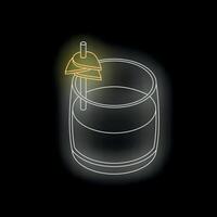 Neon cocktail glowing on dark background with garnish vector