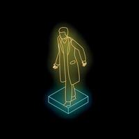 Doctor standing on a cube in neon light style vector