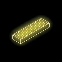 Neon yellow ram memory module glowing on black background vector