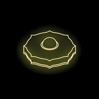 Neon icon of pineapple slice glowing on dark background vector