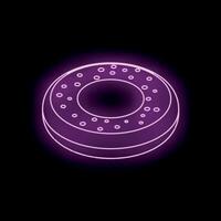 Purple neon sign depicting a generic round object on black background vector