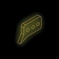 Neon yellow speech bubble isometric icon on black background vector