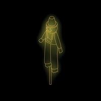 Neon scarecrow standing in a field at night vector