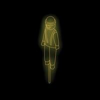 Neon scarecrow glowing in dark background vector