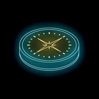 Glowing neon compass showing direction on black background vector