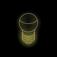 Neon lightbulb shining on black background vector