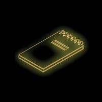 Neon notepad glowing on black background vector