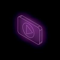 Neon pink play button icon showing concept of watching vector