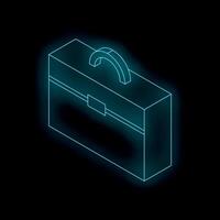 Glowing neon briefcase representing business success and innovation vector
