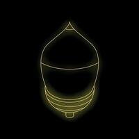 Neon glowing spinning top toy on black background vector
