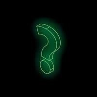 Green neon question mark glowing in the dark vector