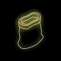 Neon yellow open sack shining in the dark vector