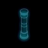 Neon blue column is glowing on a black background vector