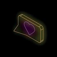 Neon love message notification icon showing online dating concept vector