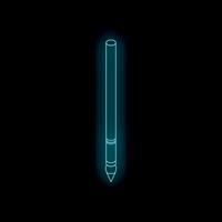Neon blue stylus pen glowing on black background vector