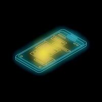 Neon smartphone showing instant messaging app interface vector