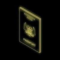 Neon passport glowing on black background vector