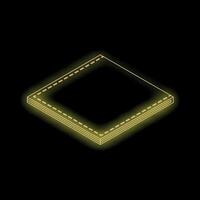 Neon yellow layers of fabric forming a square shape on black background vector