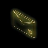 Glowing neon yellow email envelope on dark background vector
